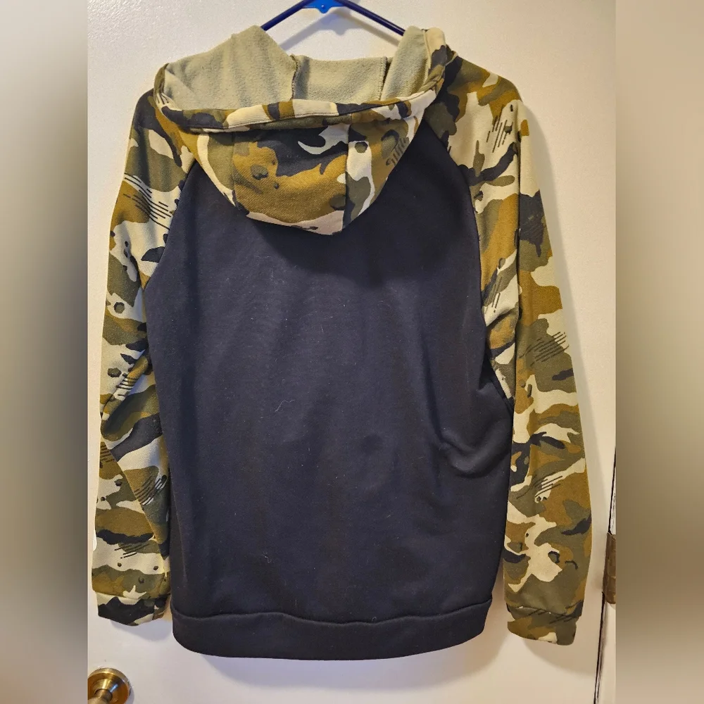 Nike Dri Fit Full Zip Camo Hoodie Jacket Black & Army Green Men's Medium Unisex